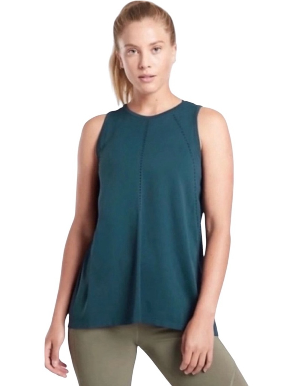 Athleta Green Foothill Splitback Sleeveless Top Running